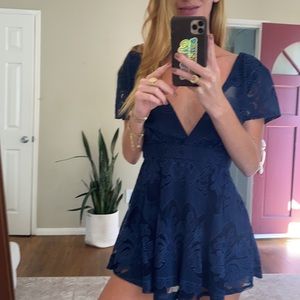 Blue lace romper